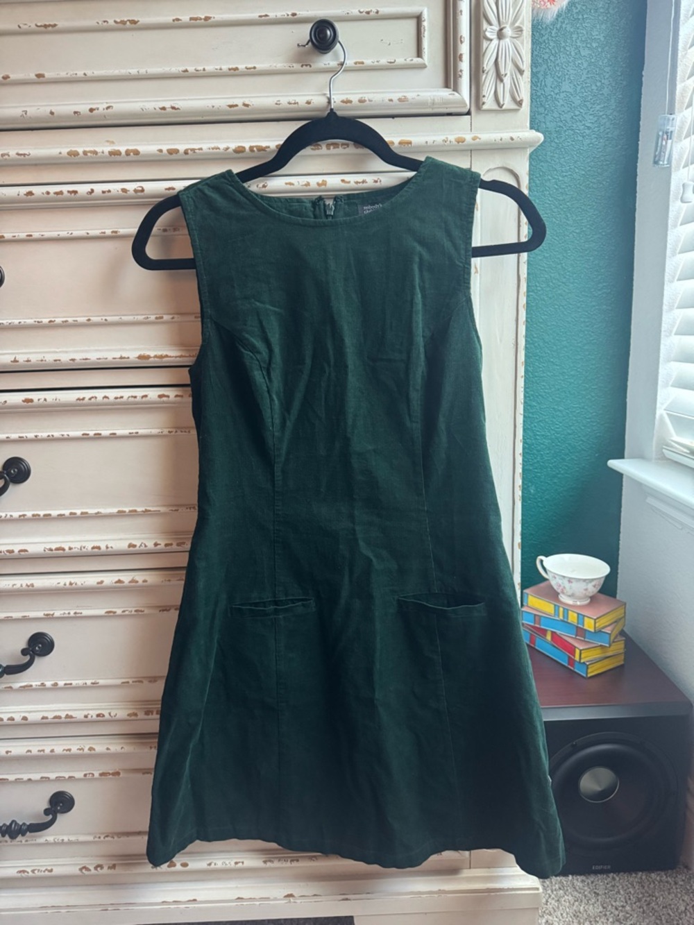 Dark Green Corduroy Shift Dress